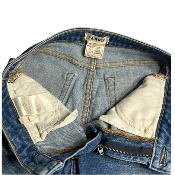 L AGENCE EL MATADOR women jeans size 25 French slim high rise,Cropped fray - Picture 10 of 16
